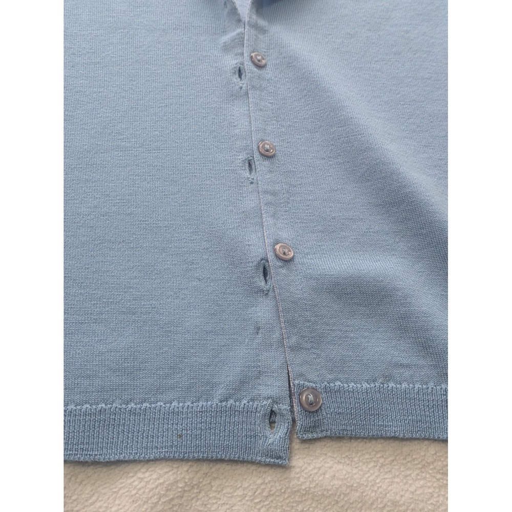 Ballantyne Blue Scotland 100% Pure New Wool Cardigan Sweater Button Down Small - Picture 11 of 16